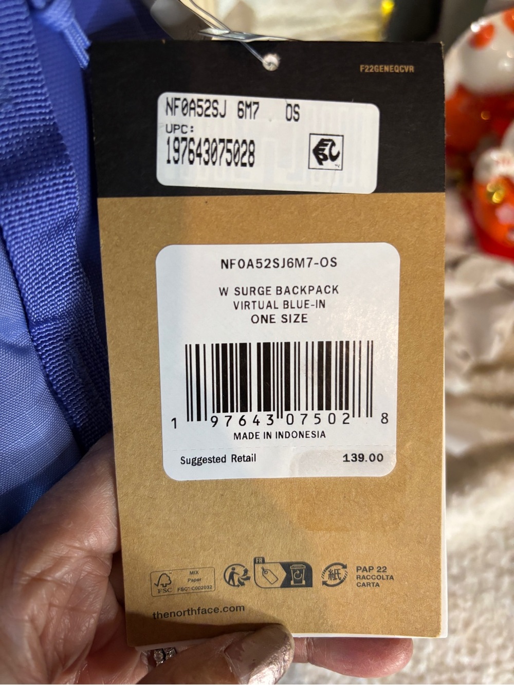 The North Face Surge Everyday Backpack TNF Virtual Blue-In One Size Large NWT - Picture 10 of 13